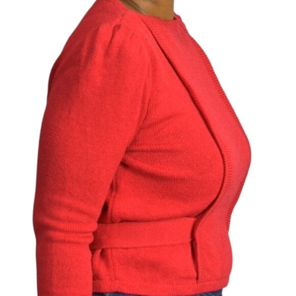 Vintage St John Top Red Sweater Santana Knit Puff Sleeve 80s Marie Gray Size 4 - Picture 4 of 16